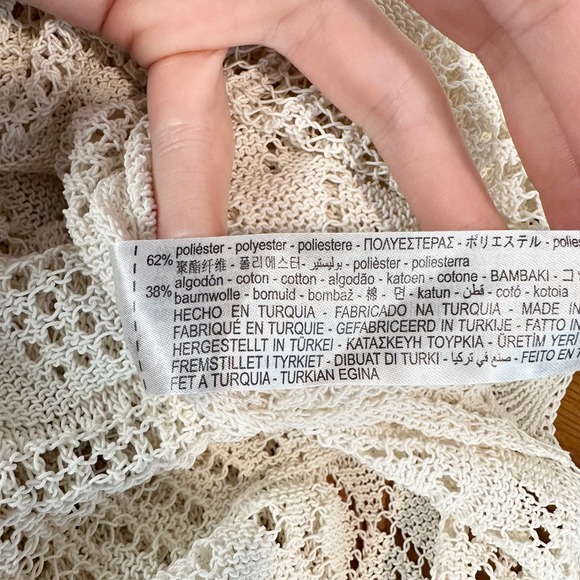 ZARA Crochet Maxi Dress Sheer Open Knit Long Sleeve Beach Cover Up Dress, Cream - Picture 13 of 14